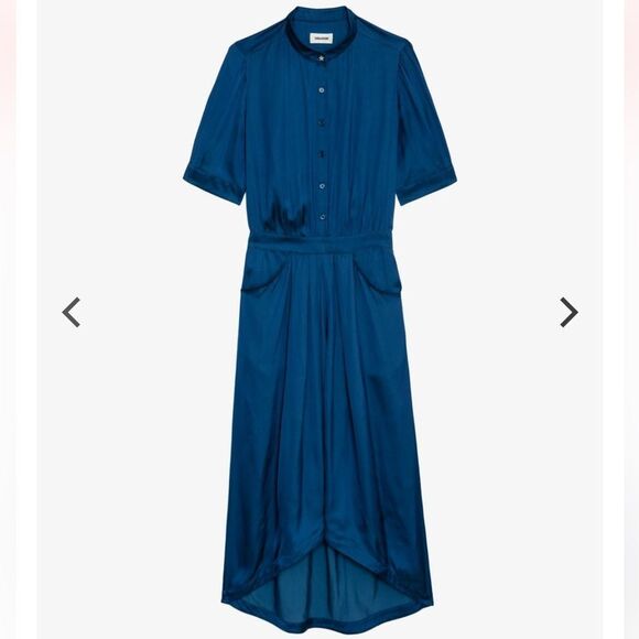 $498 NWT Zadig & Voltaire Rima Satin Dress Size Large Small flaw - Picture 8 of 15